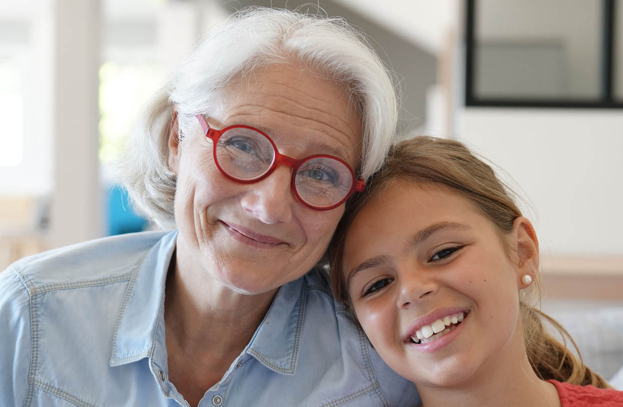 A grandmother with her daughter